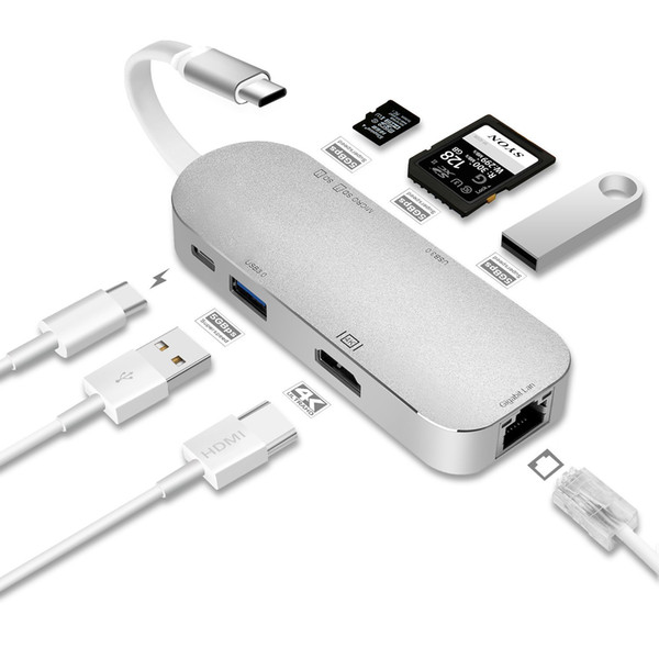 Type C HDMI 7-in-1 Type C Adapter to USB 3.0 Ports Type C 3.1 Charging Port with 4K HDMI Port