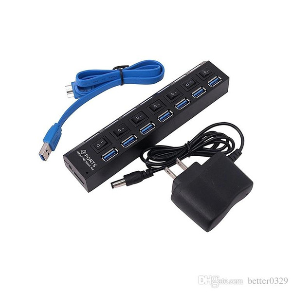 HI-Seed 7 Port Usb 2.0 Hub with Individual On/Off Switches and LED light