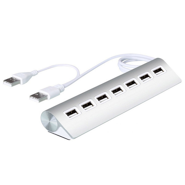 Mini 7 Port USB2.0 HUB Universal Portable Aluminum Alloy Hubs Double 2.0 USB Cable Plug Adapter For PC Laptop Desktop Factory