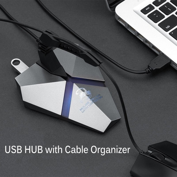 Genius Mouse Bungee Mouse Cable Holder Organizer Active USB Hub With 3 USB 3.0 Ports Card Reader and Multi Color Illumination for Mouse/ USB