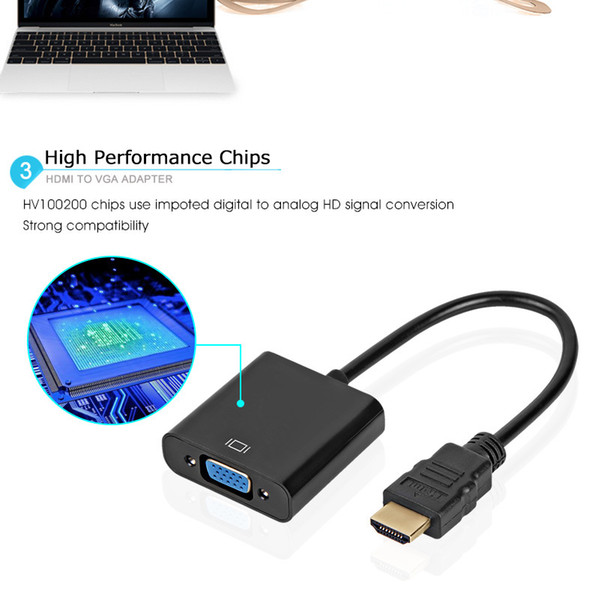 HDMI to VGA with 3.5mm Jack Audio Cable Video Converter Adapter For Xbox 360 PS3 PC Laptop DVD