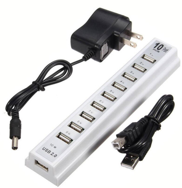 10 Port Hi-Speed USB 2.0 Hub+Power Adapter for PC Laptop Computer mice, keyboard, external drives use USB HUB 2.0 DHL