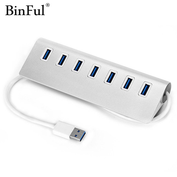 BinFul Aluminum 7 ports USB 3.0 HUB High Speed 5 Gbps Splitter Portable USB Hub 3.0 for Laptop PC Computer with 35M Data Cable