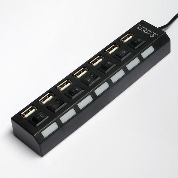 7 ports usb 2.0 hub Dual-core high-speed USB line 2.0 hub 7 switch & socket Extend the HUB converter DHL Free Shipping