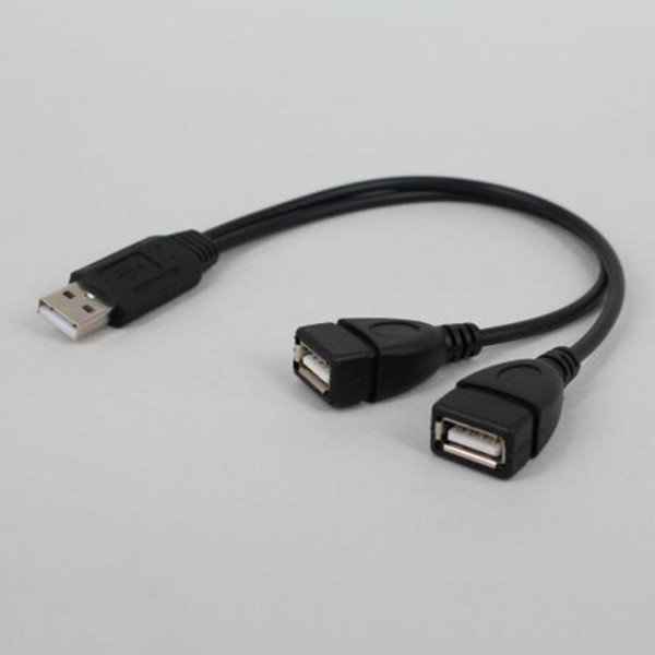 New USB 2.0 Male To 2 Dual USB Female Jack Splitter Hub Power Cord Adapter For PC Laptop