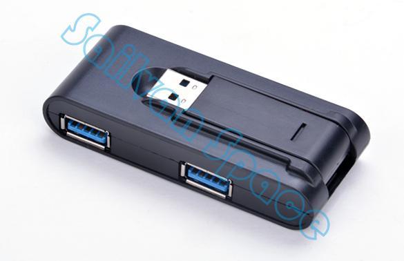 Hot Selling! New Portable High speed 4 Ports USB 3.0/2.0 External Hub Adapter for PC Laptop Black #2 SV006323