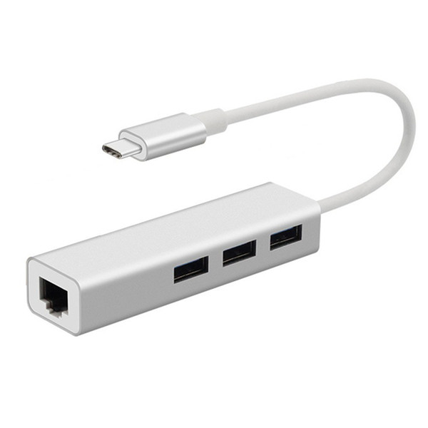 3 Ports USB3.0 HUB Type C To Ethernet LAN RJ45 Cable Adapter Network Card High Speed Data Transfer Adapter For Macbook