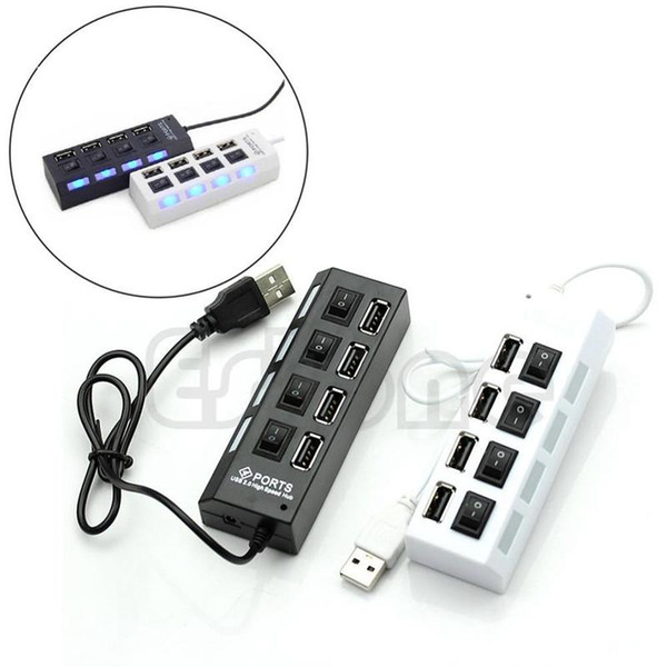 HOT SELLER 4 Port USB 2.0 High Speed Hub ON/OFF Indicator Led Sharing Switch For Office Family Laptop/Tablet PC Brand New