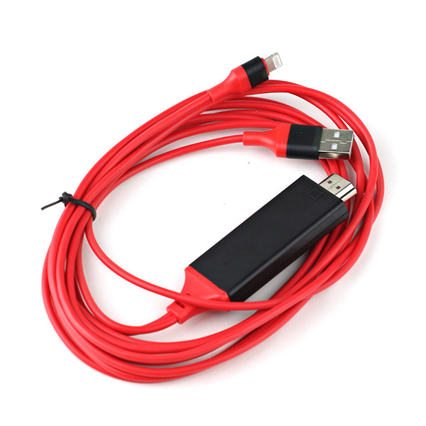 Lightning AV Adapter HDMI Video & Charge 2m Red/Black/White HDTV Cable apple free DHL shipping