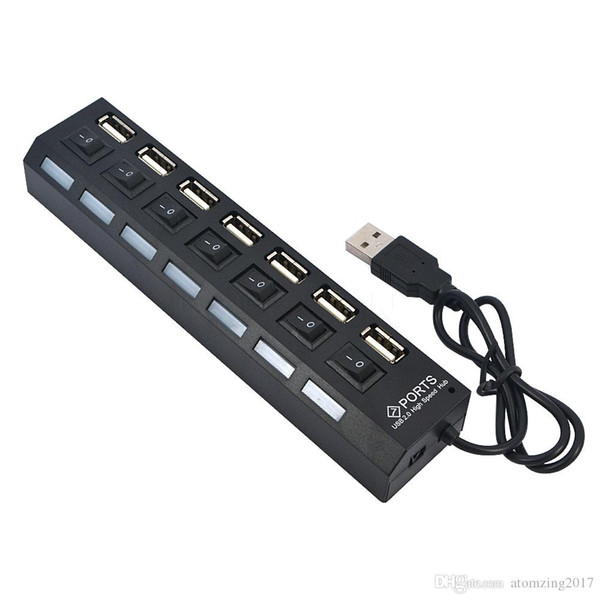 Multi 7 Ports USB Hub 2.0 Adapter High Speed Hub USB On Off Switch Portable USB Splitter For Computer Peripherals Accessories