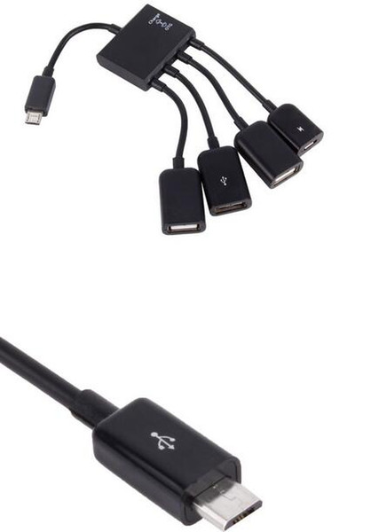 New Arrive OTG Hub Cable Connector Spliter 4 Port Micro USB For Smartphone Computer Tablet PC