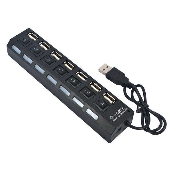 Multi 7 Ports USB Hub 2.0 Adapter High Speed Hub USB On Off Switch Portable USB Splitter For Computer Peripherals Accessories