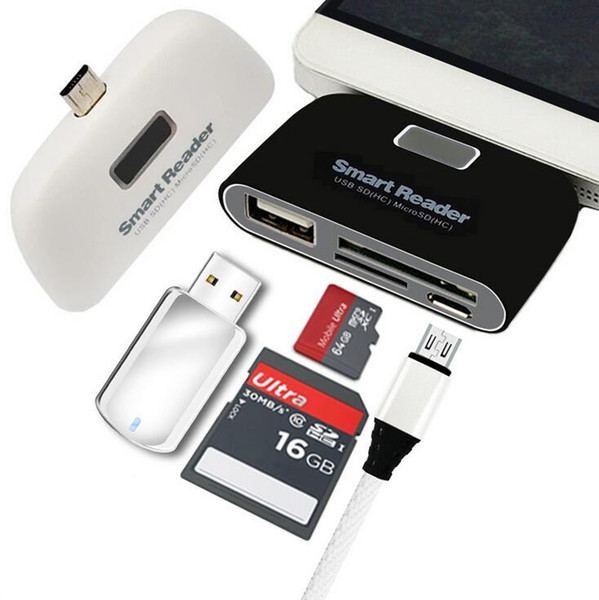 USB2.0+Micro USB OTG Multifunctional card reader supply power charge USB HUB with TF SD SDHC card