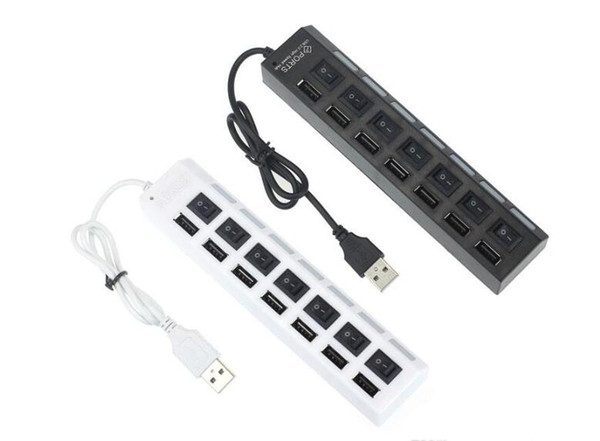 7 Ports LED USB High Speed Adapter USB Hub With Power on/off Switch For PC Laptop Computer best usb hubs