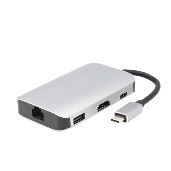 USB C to Type C 8 in1 USB 3.0 2.0 HDMI 4K RJ45 Adapter SD TF Card Reader HUB High Speed 3.0 Port Portable