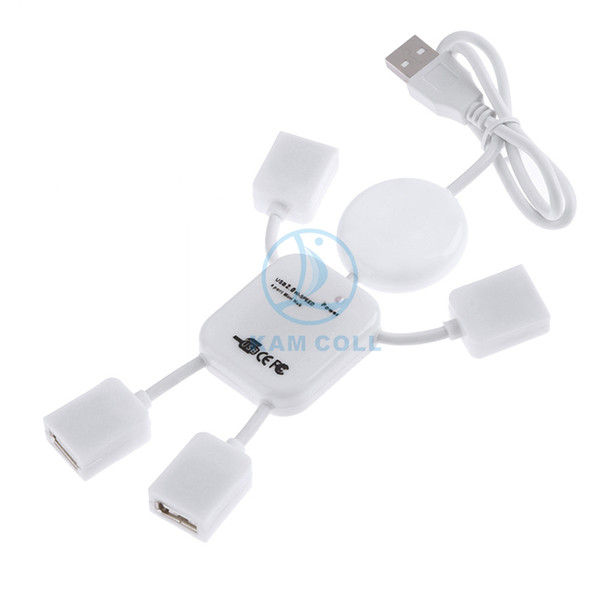 High Speed 4 Ports USB 2.0 Hub Adapter Sharing Switch Humanoid Mini USB Expansion Interface for Laptop Smartphone Tablet PC