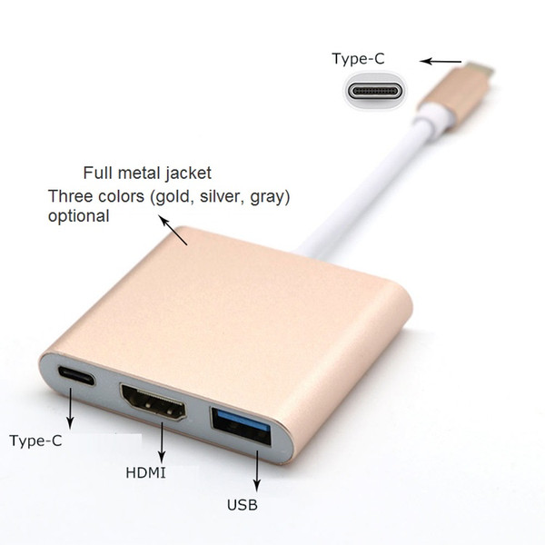 New Type-C to HDMI 4K@60Hz Adapter with USB3.0 5Gbps and USB C 3.1 PD Charging Ports for MacBook /ChromeBook Pixel