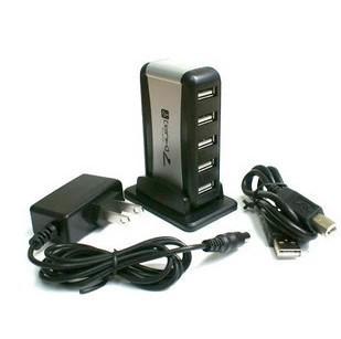 USB 2.0 7 Port HUB Powered Computer USB extension HUB splitter With Adapter Cable 10pcs