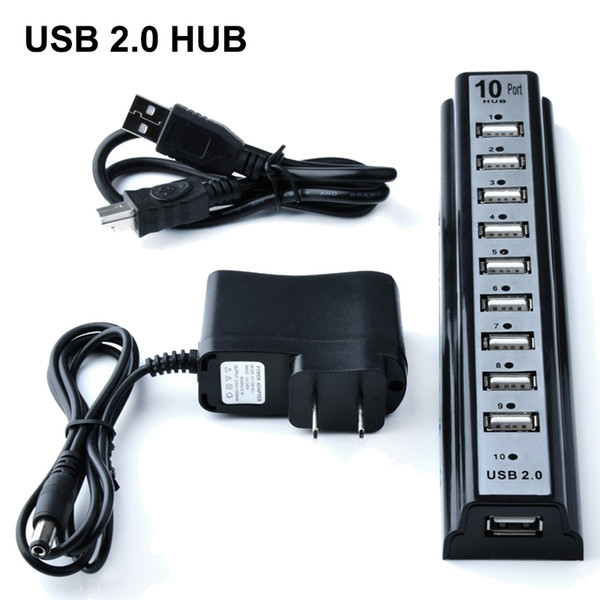 New 10 Ports USB 2.0 HUB 480Mbps Hi-Speed Extension Adapter Cable For Keyborard PC Laptop with Retail Package DHL Free OTH340