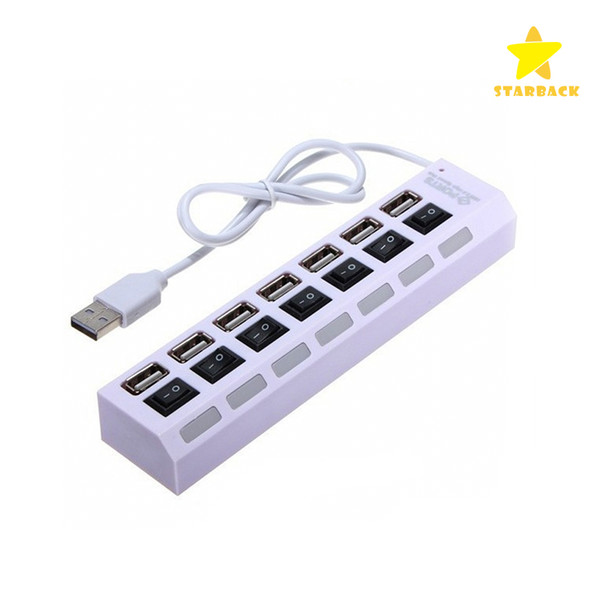 7 Ports USB2.0 Hubs with LED Switch Power Adapter Cjarger High Speed Power Cable for PC Desktop Notebook Laptop Computer with package