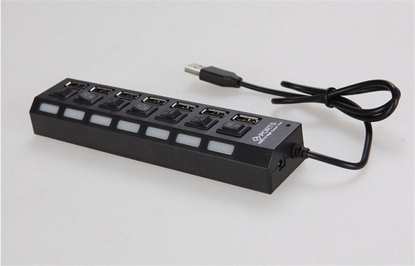 7 port USB HUB with independent switch HUB Multi LED High Speed USB 2.0 480Mbps On Off Switch Portable USB Splitter