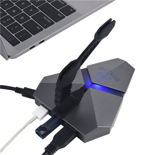 High Speed 3-Port USB 2.0 Data Gaming HUB Mouse Bungee USB Hub Splitter Micro SD TF Card Reader Mouse Clamp USB-COMBO Backlit