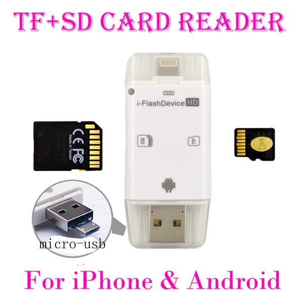 3 in 1 iFlash Drive USB Micro SD SDHC TF Card Reader Writer for iPhone5/5s/6/6s plus/ipad All Android Phones