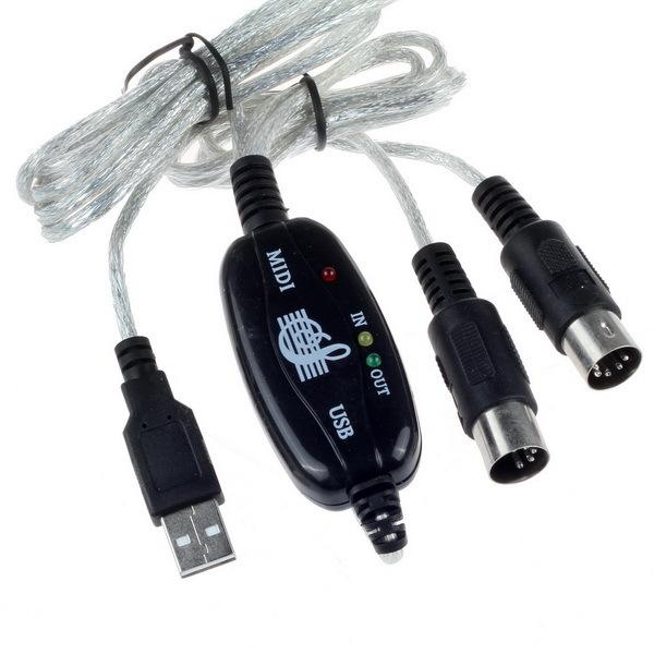 50pcs/lot MIDI USB IN-OUT Interface Cable Cord Converter PC to Music Keyboard Adapter Free Shipping