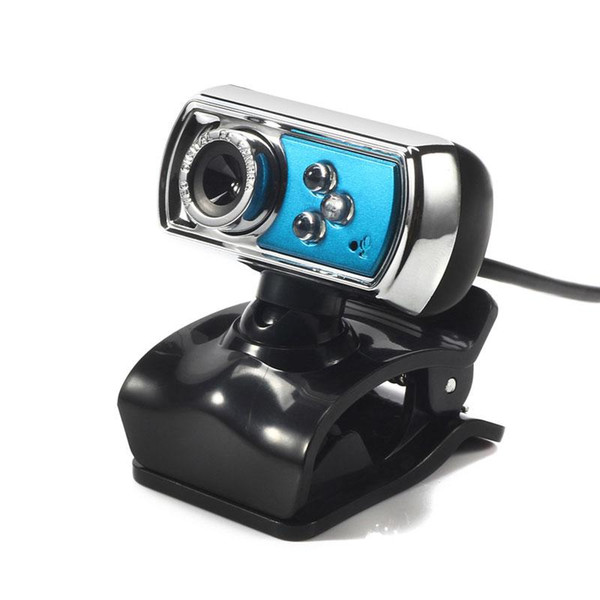 High Quality HD 12.0 MP 3 LED USB Webcam Camera with Mic & Night Vision for PC Blue