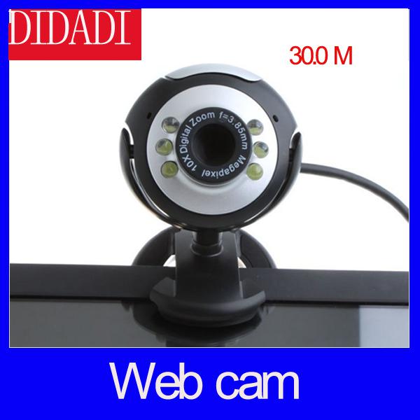 Wholesale-30.0M 6 LED PC Camera USB 2.0 HD Webcam Camera Web Cam with MIC for Computer PC Laptop Round Free Shipping