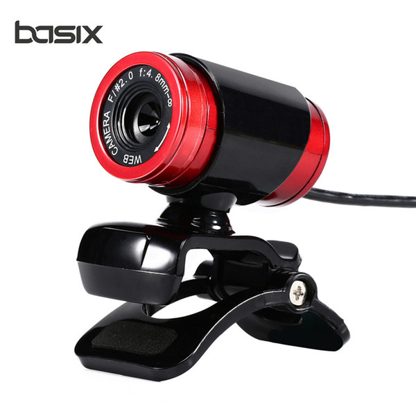 BASIX New USB 2.0 Web Camera HD 640*480 Resolving power Webcam MIC for MINI/PC Black and Red High Quality