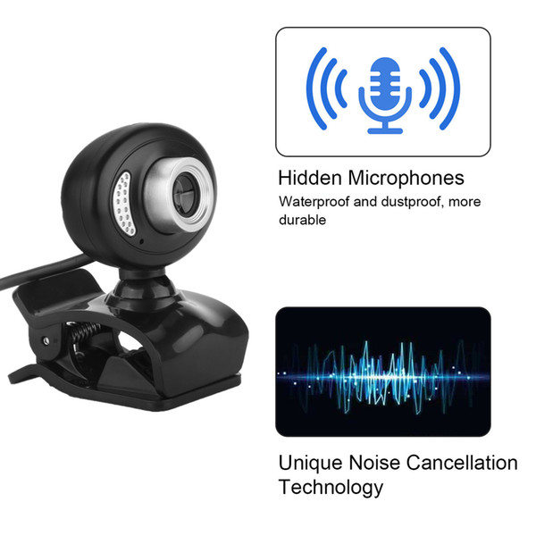 USB PC Web Camera 720P HD Computer Camera Webcams Built-in Sound-absorbing Microphone 1280 * 720 Dynamic Resolution