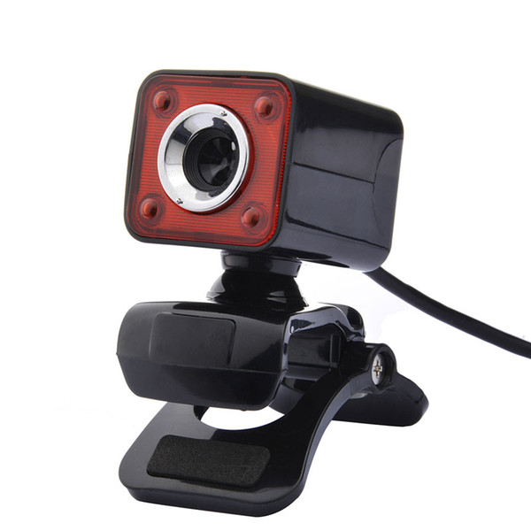 USB 2.0 Web Camera HD 1080p12M Pixel 4 LED Webcam MIC for MINI/PC Black and Red High Quality