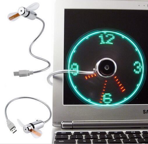 Creative Adjustable Mini USB Fans With LED Time LED Clock Fan LED Light Display Cool Gadget With the Retail Box