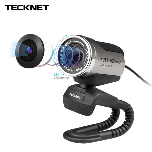 TeckNet 1080P HD Webcam with with B Microphone 1980x1080 USB Web Camera for Desktop Laptop