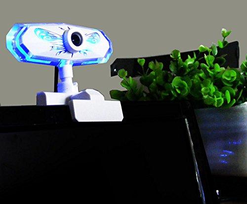 Potable Camera, Fashionable USB 2.0 HD Webcam, Web Cam with MIC Clip-on LED light Night Version Microphone for Computer, Laptop, PC