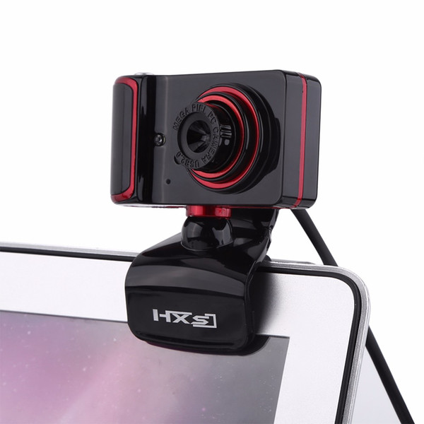 HXSJ S10 16M Pixel HD Webcam Clip-on 3 LED Rotatable Web Camera For PC Computer Black + Red