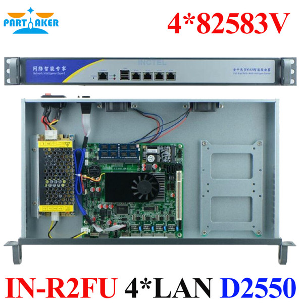 Partaker 1U Rack Mount 4 *RJ45 Intel 82583V gigabit Lan Internet Security Firewall With Intel D2550