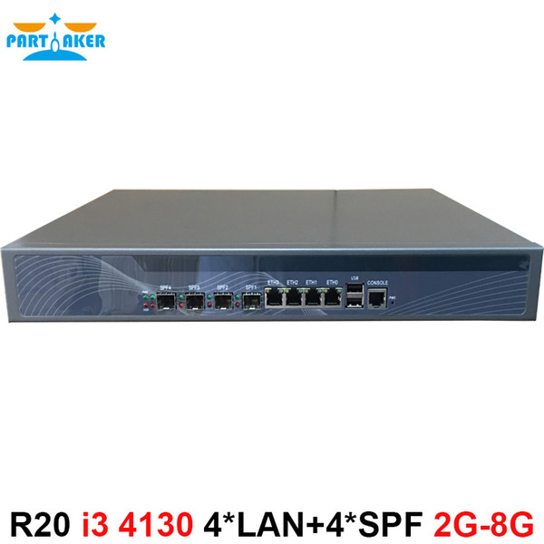 Hardware Firewall with Intel Z87 I3 4130 4 LAN 4 SPF Ports Mikrotik ROS PARTAKER R20