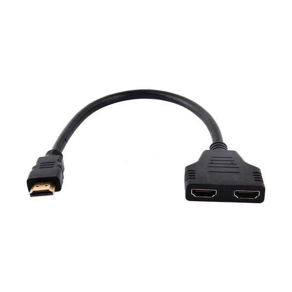 30cm 1080P HDMI Port Male to 2 Female 1 In 2 Out Splitter Cable Adapter Converter Free Shipping