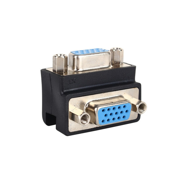 90 Degree Right Angle 15 Pin VGA SVGA Female to Female Converter Angle Adapter Extender Adapter for Cord Monitor Connector 55