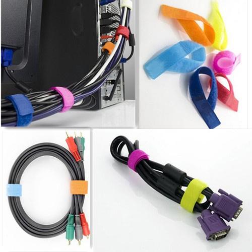 100pcs/lot Colorful Reusable Nylon Magic Tape Hook Loop Cable Cord Ties Tidy Straps Organise Size 18cm*2cm