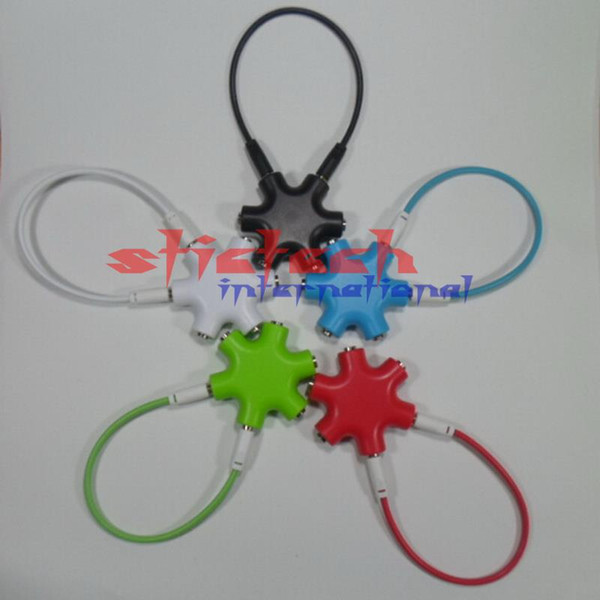 by dhl or ems 1000pcs GS 3.5mm Headphone Earphone Audio Splitter 1 Male to 2 3 4 5 Female Cable Jun 22