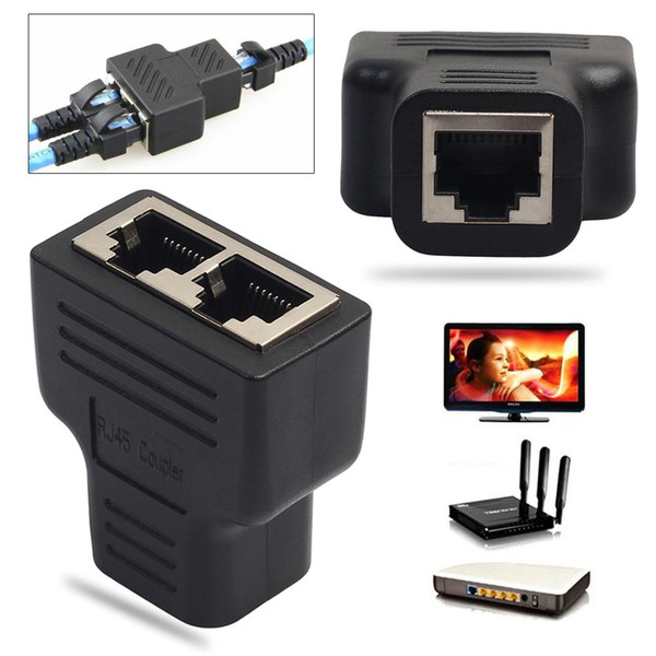 New RJ45 Splitter Adapter 1 to 2 Dual Female Port CAT5/CAT6 LAN Ethernet Sockt Network Connector Splitter High Quality