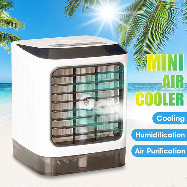 Mini USB Air Conditioner 7 LED Light Desktops Cooling Fan Conditioning Humidifier Portable Cooler Office computer accessories