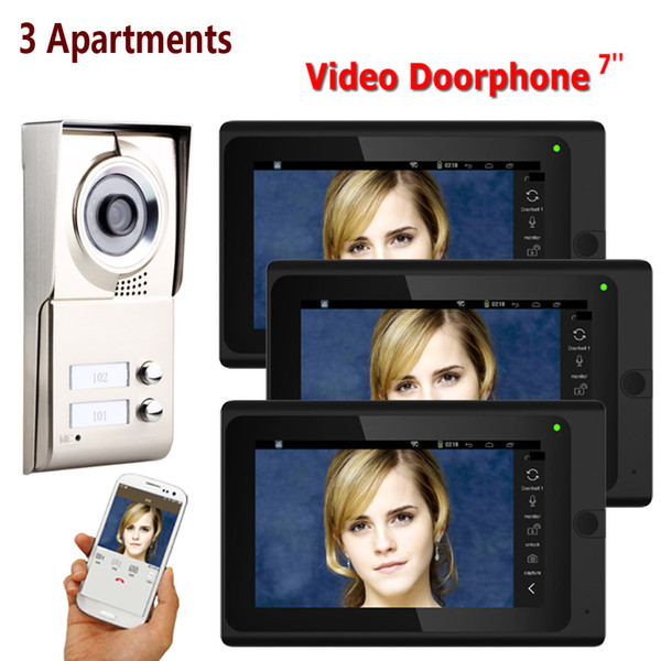 LENVII Video Doorbell SY705BMC12 7inch Record Wired Wifi 2 Apartments Phone Intercom System IR-CUT HD 1000TVL Camera with 2 butt