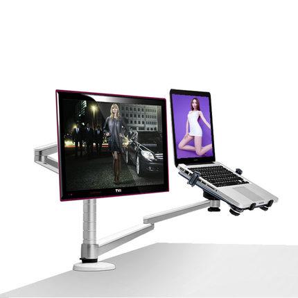 OA-7X Multimedia Desktop 25inch LCD Monior Holder+ Laptop Holder Stand Table Full Motion Dual Monitor Mount Arm Stand