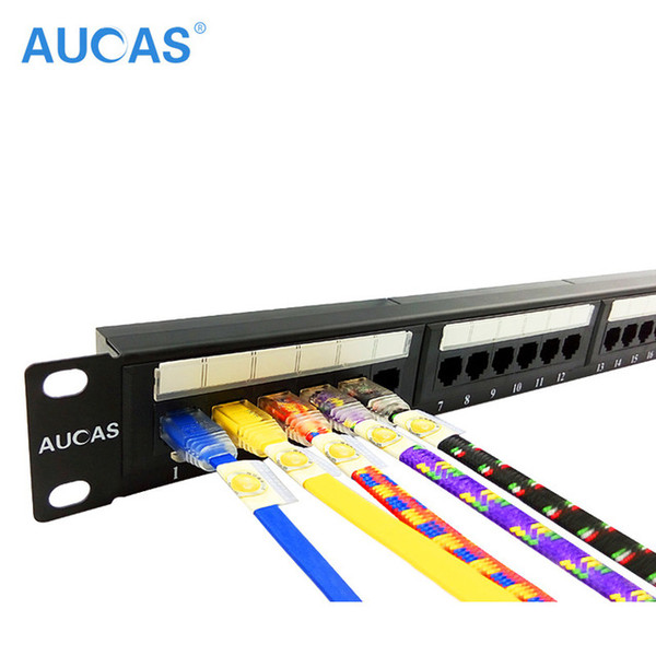 AUCAS 24 Ports CAT6 UTP Keystone Patch Panel cat6 Cable Frame Faceplate rj45 patch panel 24port