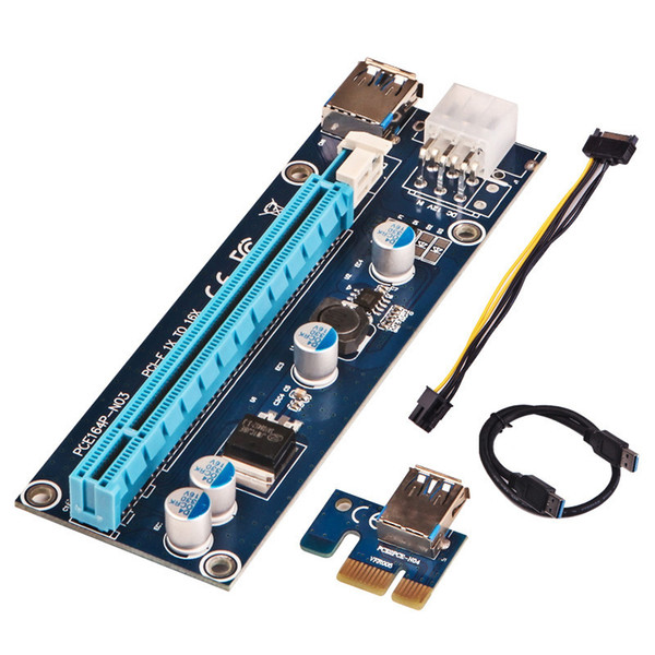 PCI-E PCI E Express 1X to 16X Riser Card +USB 3.0 Extender Cable SATA 15 Pin-6Pin Power Supply Cable For Bitcoin Mining