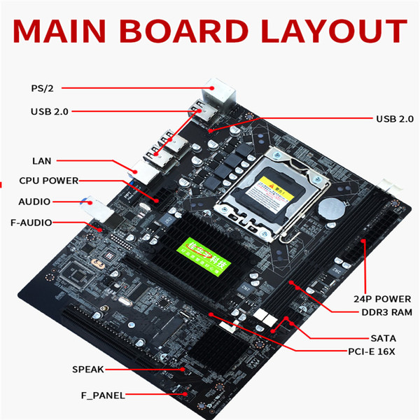 X58 Motherboard High Quality LGA 1366 Pin Intel CPU with USB2.0 SATA2.0 Motherboard Hot Sale